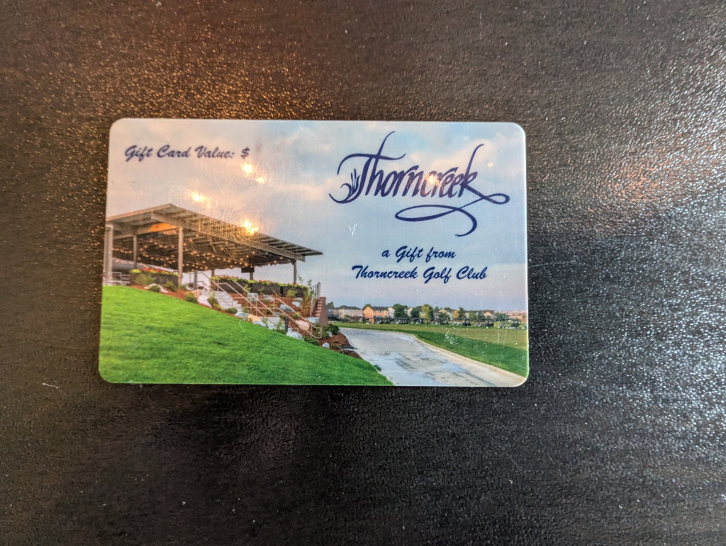 $100 Thorncreek Golf Club gift card